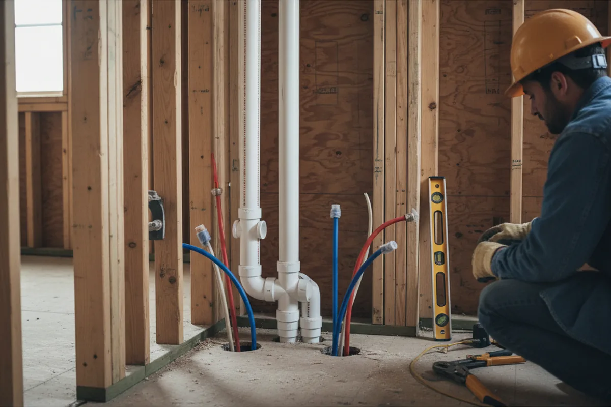 Drain and supply rough-in during Drain Cleaning in Darrow