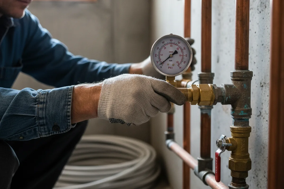 Pressure testing a repaired line during Water Line Repair in Darrow